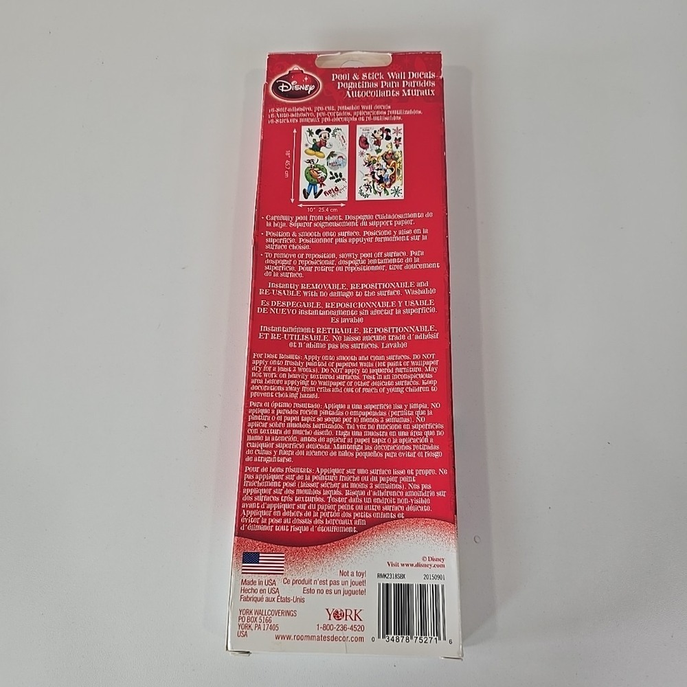 Disney Mickey Mouse Jumbo Stick-Ups Christmas Decals 16 pcs Vintage New in Box - Picture 3 of 5